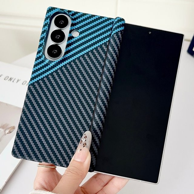 Magnetische Carbonfaser-Schutzhülle mit Scharnier für Samsung Galaxy Z Fold 8 7 6 5 in Blau - Bild 1
