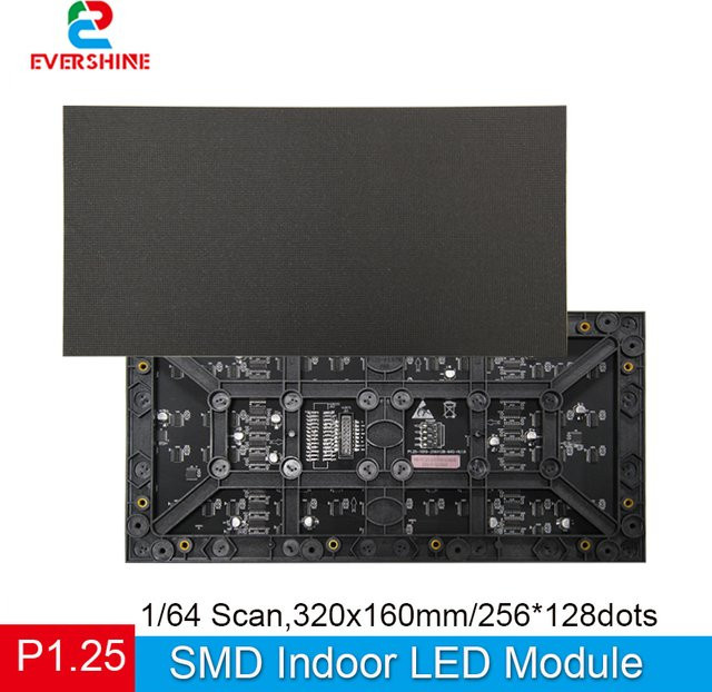 EVERSHINE LED Indoor-Vollfarbmodul P1.25 Matrix in Schwarz, B/H: 320 x 160 mm, 256 x 128 Pixel, SMD 1010, 1/64 Scan - Bild 1