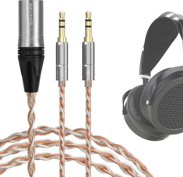 Geekria 4-Pin XLR auf Dual 3,5 mm Upgrade-Audiokabel in Silber, kompatibel mit HIFIMAN SUNDARA und HE1000se, Denon AH-D9200 und AH-D7200, Länge: 1,5 m - Bild 1