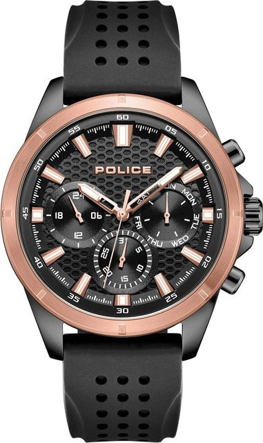 Police Herrenuhr Motion, Quarz, Edelstahl, 45 mm, Silikon, Schwarz, 5 ATM - Bild 1