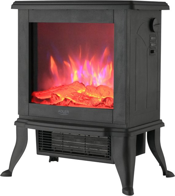 Adler Elektroheizung mit 3D-Flammen-Effekt und Thermostat in Schwarz - Bild 1