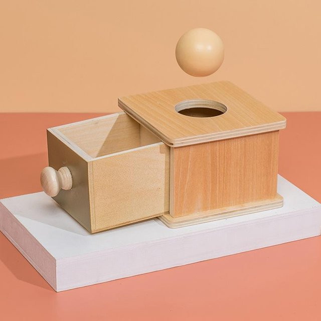Kidsly Montessori Baby Spielzeug Holz Münze Box Schublade, ab 0 Jahre - Bild 1