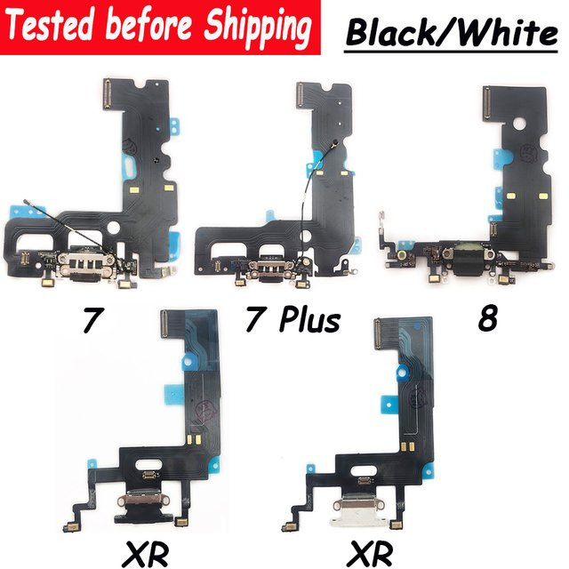JIARUILA Flexkabel für iPhone 7 8 Plus X XR XS Max mit USB-Anschluss und 3,5 mm Kopfhörer-Audio-Buchse in Schwarz - Bild 1