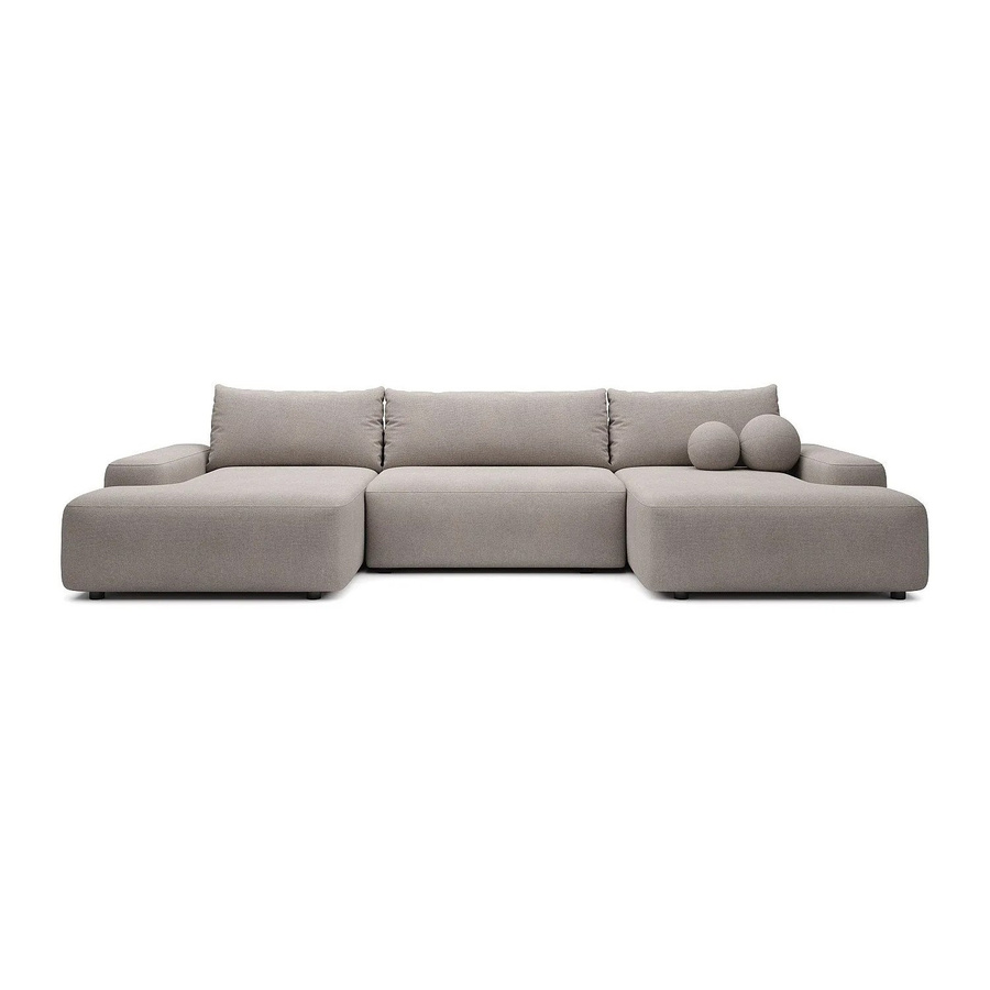 Vente-unique Schlafsofa Daviso in Taupe, L-Form mit Schlaffunktion und Auszugsschublade, Breite: 360 cm - Bild 2