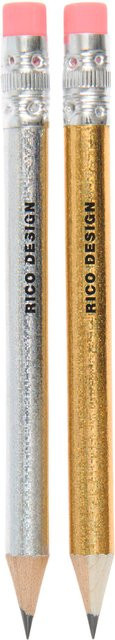 Rico Design Paper Poetry Mini Bleistiftset in Gold und Silber aus Holz mit 10 Stück - Bild 1