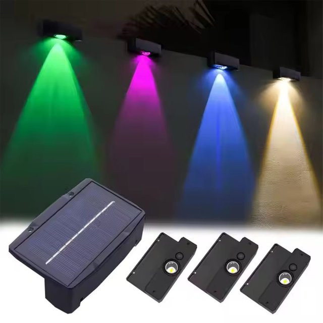 TLEDMP Solar Wandlampe für Garten und Außenbereich, Wasserdichte Solarleuchte in Schwarz, Modernes Design für Haus, Hof und Zaun - Bild 1