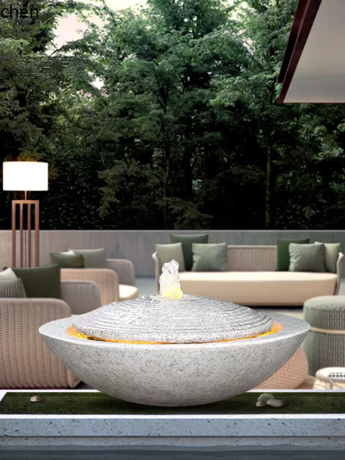 YFY Springbrunnen-Wasserspiel als modernes Gartenornament in runder Form, B/T/H: 60 x 25 x 60 cm - Bild 3