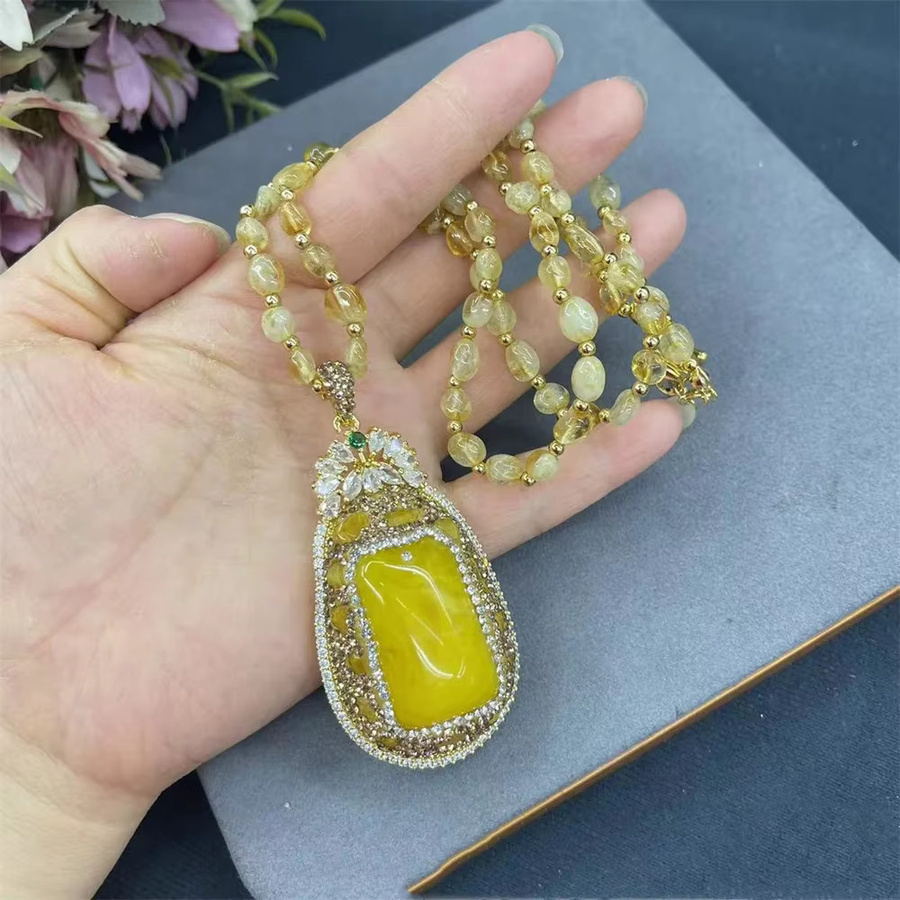 Mutu Schmuck-Set, Bernstein, Kristall, Citrin, Gold, Damen - Bild 2