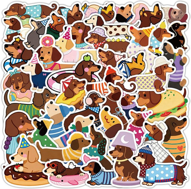 GOGOTU Dackel-Graffiti-Aufkleber, Cartoon Niedliche Hunde, 50-teiliges Set, multicolour - Bild 1