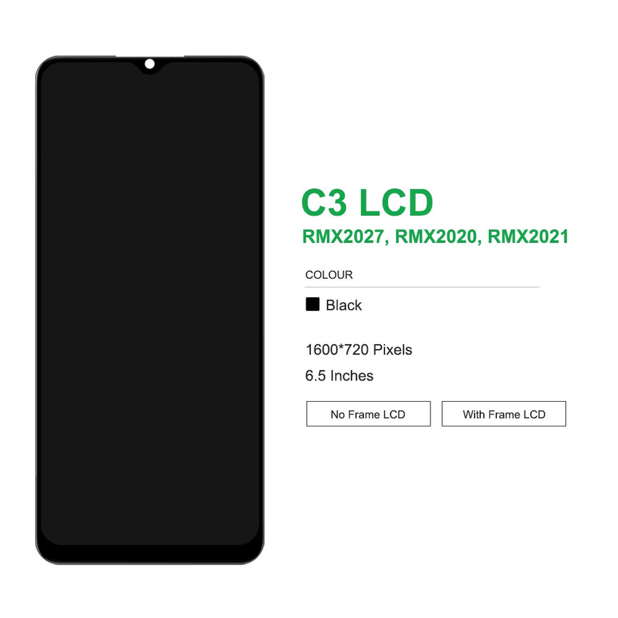 Realme C3 LCD-Display mit Frame und Digitizer Touchscreen in Schwarz, 6.5 Zoll Ersatzdisplay für RMX2027 RMX2021 - Bild 3