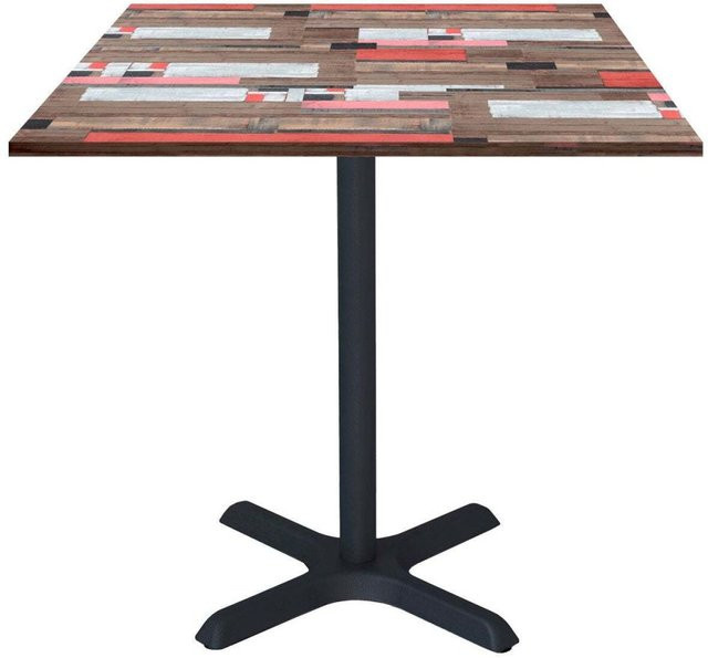 RestooTab Tisch Dina quadratisch mit Holzdekor und schwarzem Gestell, B/T/H: 70 x 70 x 74 cm - Bild 1