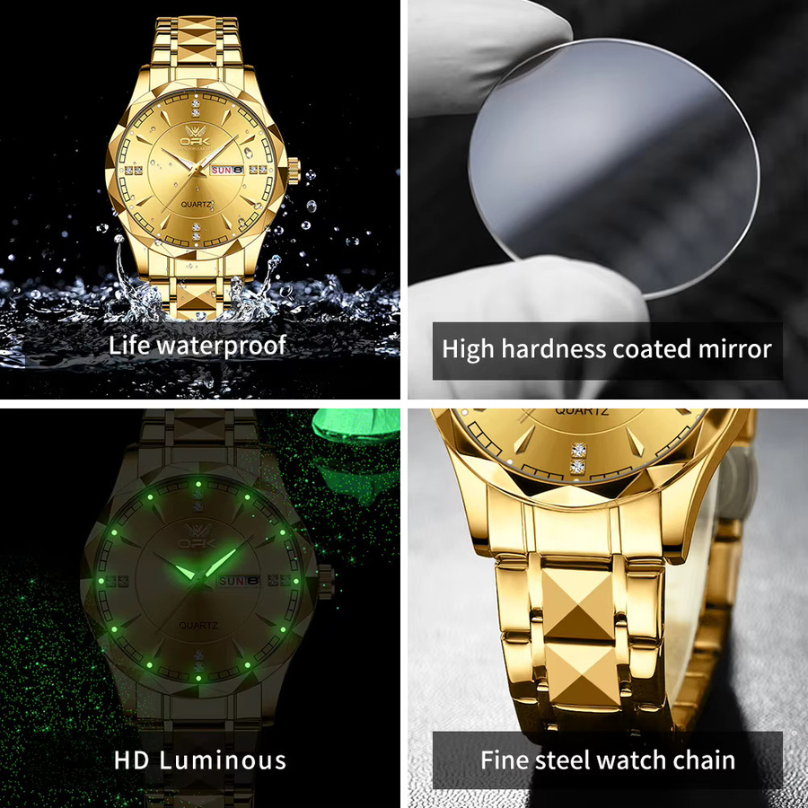 OLEVS Armbanduhr Quarz, Edelstahl, Gold, Herren - Bild 5