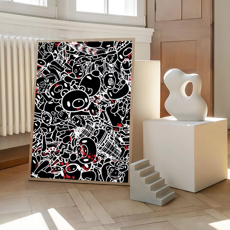 Selbstklebender Wandaufkleber mit Cartoon Bär Motiv, Wasserdichtes Papier Poster für Haus, Bar und Zimmer, Mehrfarbig - Bild 6