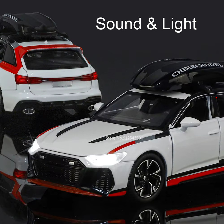 caipo RS6 A8 Auto Modell, 1:32, Metall, mit Licht und Sound, Rot - Bild 4