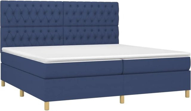 vidaXL Boxspringbett mit Matratze und LED-Beleuchtung in Blau, B/T/H: 200 x 200 x 128 cm - Bild 1