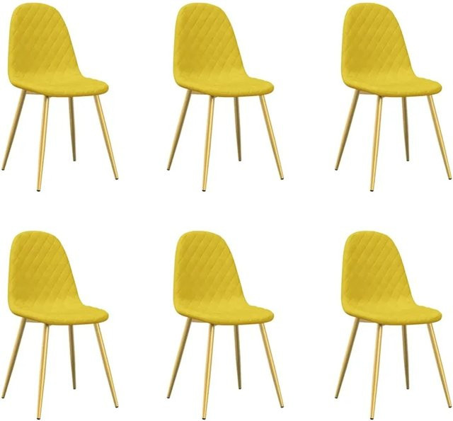 6er Set vidaXL Esszimmerstühle aus Samt in Senfgelb mit modernen Metallbeinen - Bild 1