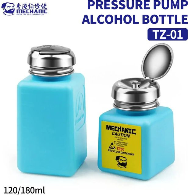 Mechaniker tz01 Alkohol-Druckpumpflasche zur Reinigung von Handy-Platinen und Motherboards, Blau, 120ml und 180ml - Bild 1