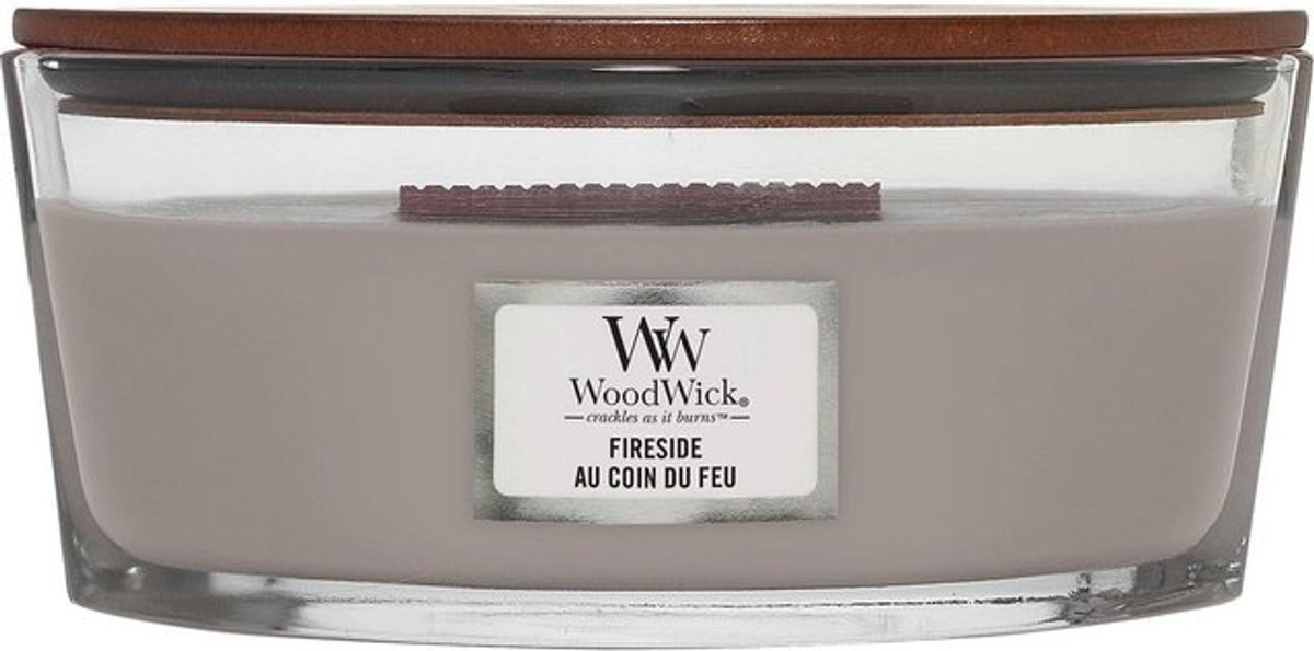 WoodWick Duftkerze Fireside in Grau - Bild 1