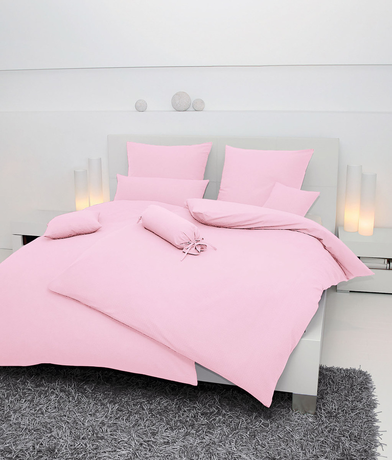 Janine Baumwoll Bettwäsche Piano Pink mit Reißverschluss, B/H: 155 x 220 cm und 80 x 80 cm - Bild 1