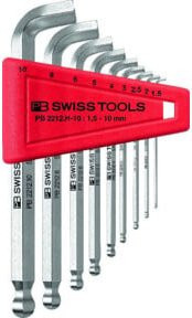 PB Swiss Tools Winkelschraubendreher-Set 9-teilig mit Kunststoffhalter, Inbusschlüssel, Rot - Bild 1