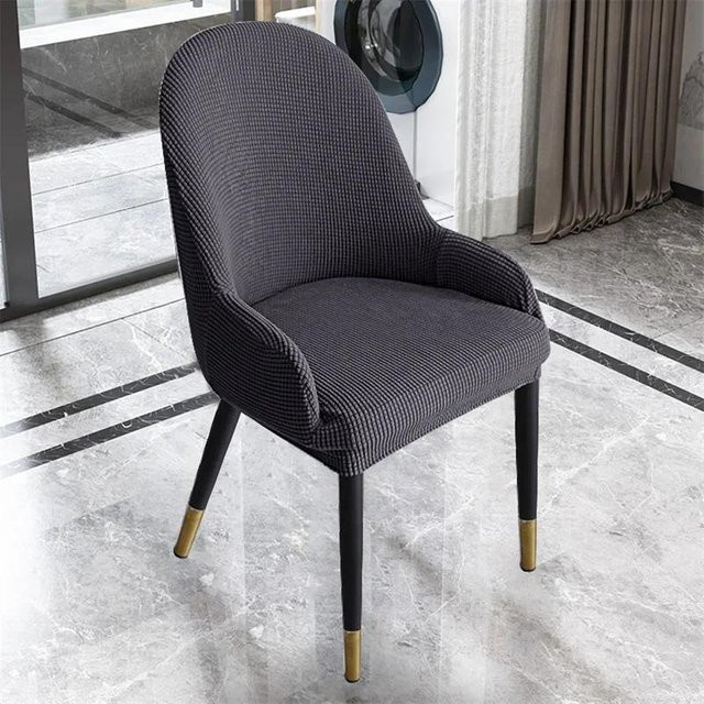 Yiran Furniture Stretch-Spandex Stuhlbezüge aus Polarfleece in Grau für Esszimmerstühle und Sessel - Bild 1