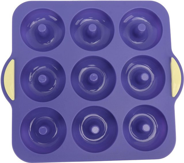 TOMTOP JMS Silikon-Donutform mit 9 Mulden, Antihaftbeschichtung, spülmaschinenfest, Blau/Lila - Bild 1