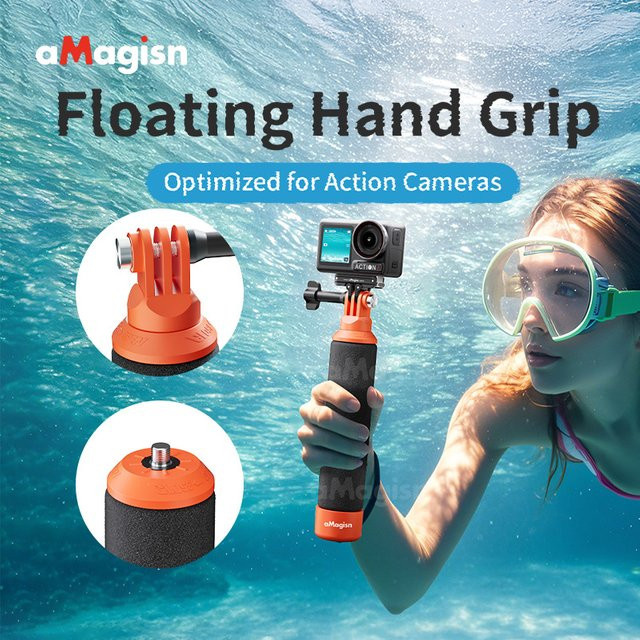 aMagisn Schwimmender Kamera Handgriff als Selfie Stick und Einbeinstativ für GoPro, DJI und Insta360 Action Kameras - Bild 1