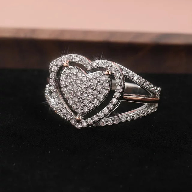 YoYo Ring, Herzform, Zirkonia, Silber, Damen, Verlobung - Bild 1