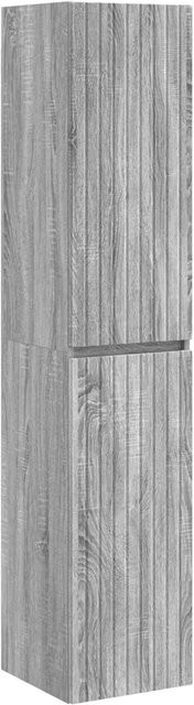 vidaXL Wandmontierter Badezimmerschrank in Grau Sonoma, modern mit Schranktüren und Regalböden, B: 33 cm, T: 34,5 cm, H: 160 cm - Bild 1