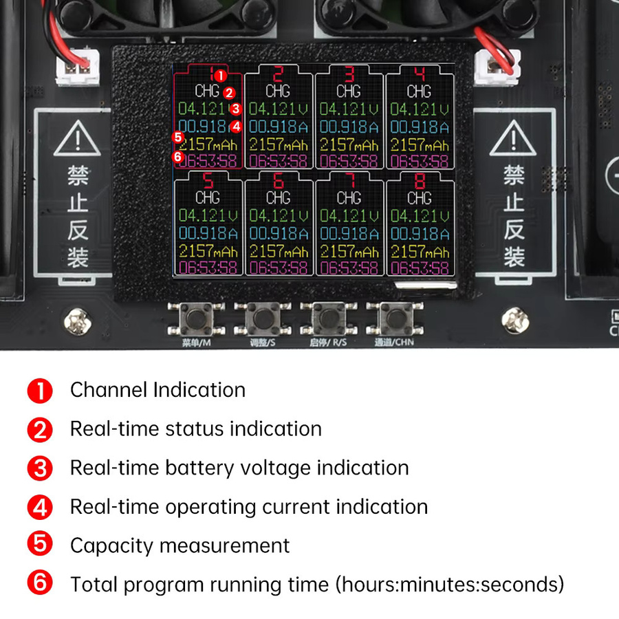 Gaqqee 2/4/8-Kanal 18650 Batteriekapazitäts- und Innenwiderstandstester mit elektronischem Lasttester und automatischem Lade- und Entlademodul - Bild 5