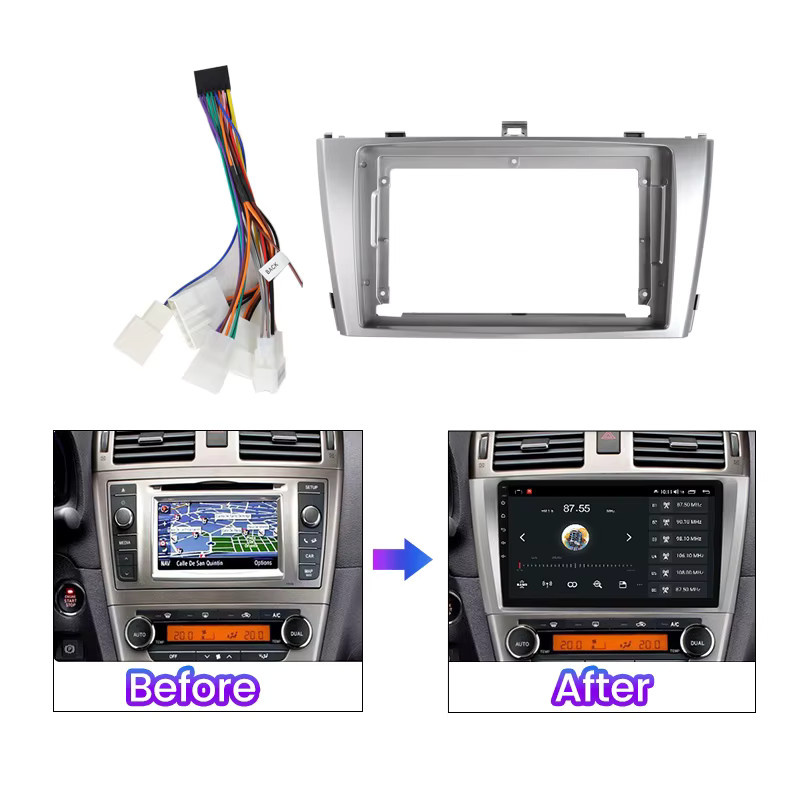 Mekede Autoradio Mittelkonsole Matching Panel Kit mit Kabelbaum und Trim Adapter für Toyota Avensis 2006-2011 - Bild 2