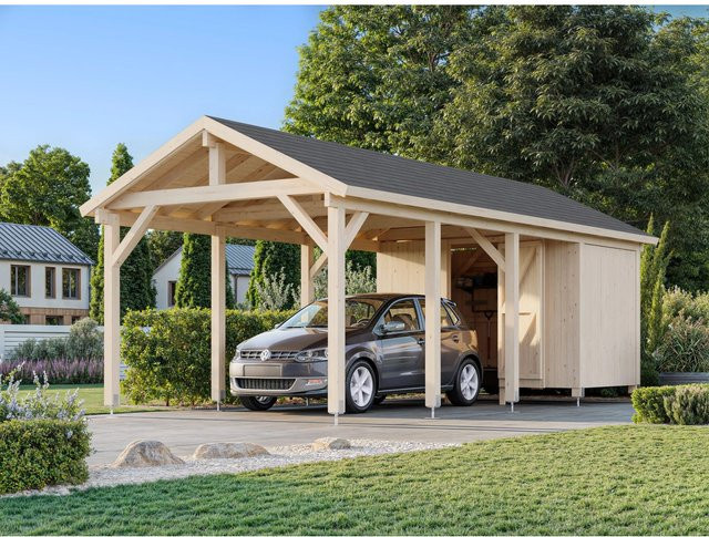 Palmako Carport Robert mit Geräteraum aus Fichtenholz in Hellbraun, B/T/H: 732 x 315 x 301 cm - Bild 1