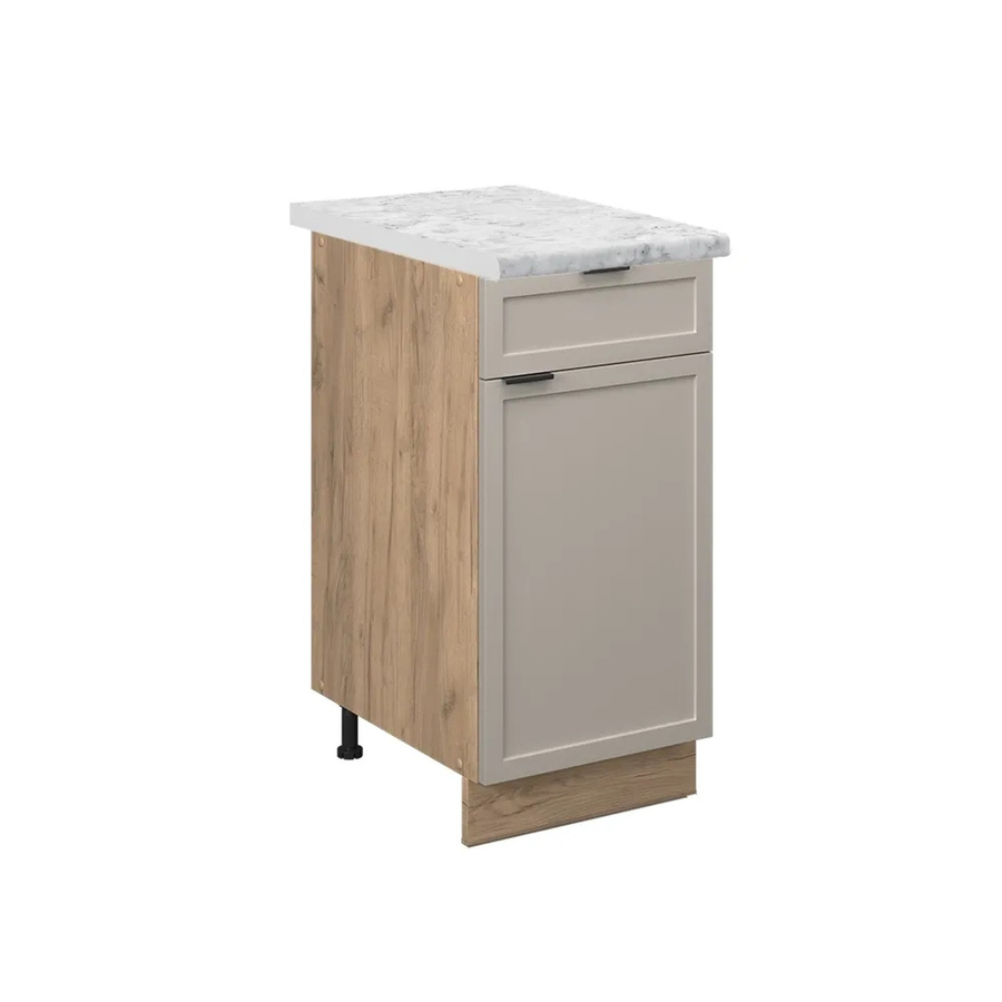 Vicco Küchenunterschrank Fame-Line Schubladenschrank in Grau-Beige mit Marmor-Arbeitsplatte und Eiche Korpus, Breite: 40 cm - Bild 2