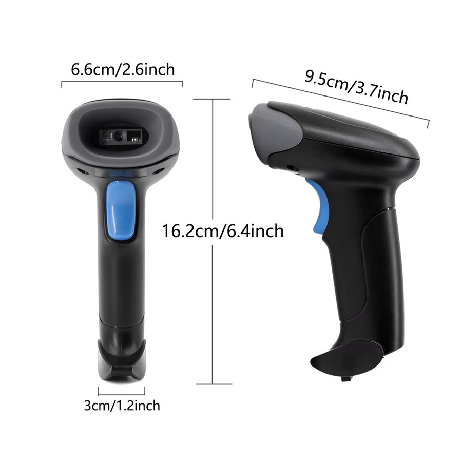 SYCREADER Handheld 2D Barcode Scanner Schwarz – Tragbarer Bluetooth Wireless und Wired QR Code Reader mit schneller CMOS-Identifizierung für Einzelhandel und Lager - Bild 2
