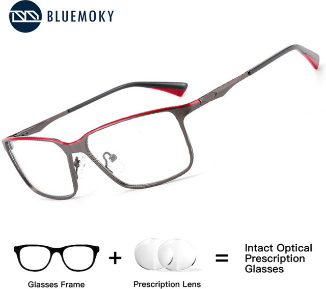BLUEMOKY Korrektionsbrille, Quadratisch, Metall, Grau, Herren - Bild 1