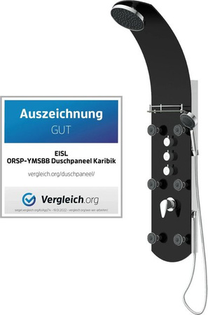 Eisl Duschpaneel Karibik 3 in 1 mit Regendusche und sechs Massagedüsen in Schwarz