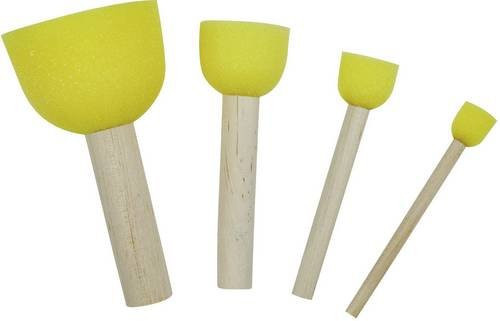 ZAHN Schwammpinsel aus Schaumstoff für Erwachsene, 4-teiliges Set, Gelb mit Holzgriff - Bild 1