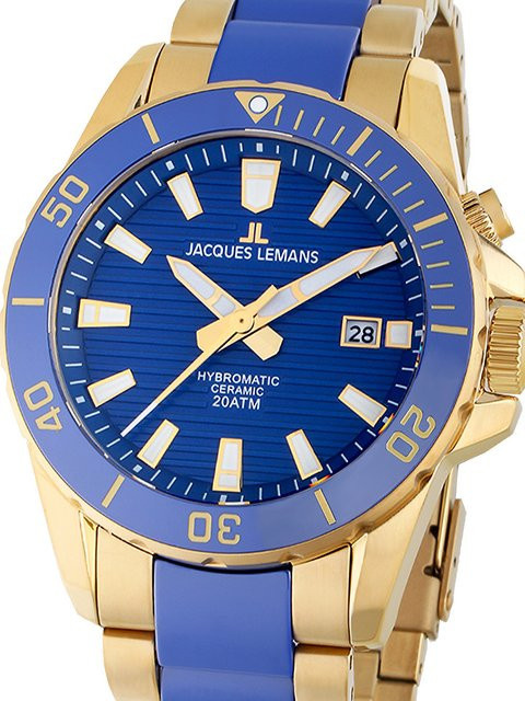 Jacques Lemans Herrenuhr, Quarz, Edelstahl, Blau, 42 mm, 20 ATM - Bild 1