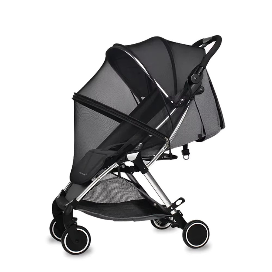 Bebies Moskitonetz für Sommer Baby und Kinderwagen als universelle Mesh-Abdeckung mit Reißverschluss zum Insektenschutz in Schwarz oder Weiß - Bild 2