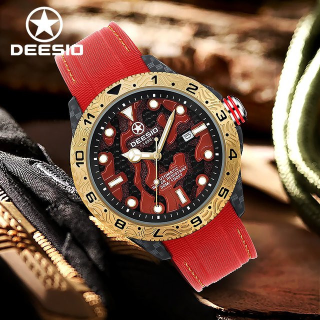 Deesio Armbanduhr Automatik, Kohlefaser, Schwarz, Herren - Bild 1