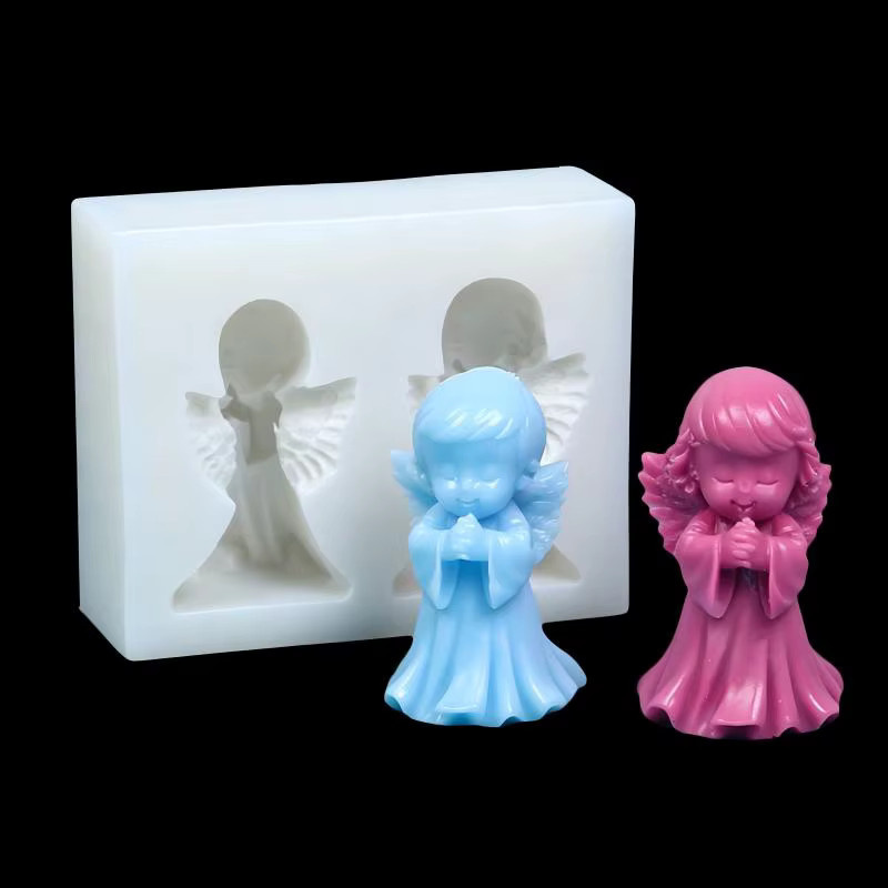 LONTL 3D Engel-Gebetsfigur Silikonform für Kerzen, Ton, Gips und Zement sowie Seifenherstellung - Bild 2