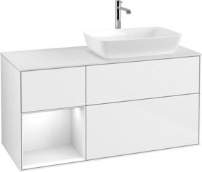 V&B Waschtischunterschrank Finion mit Wandbeleuchtung, Farbe Weiß lackiert, Breite: 120 cm, Tiefe: 50,1 cm, Höhe: 50,1 cm - Bild 1