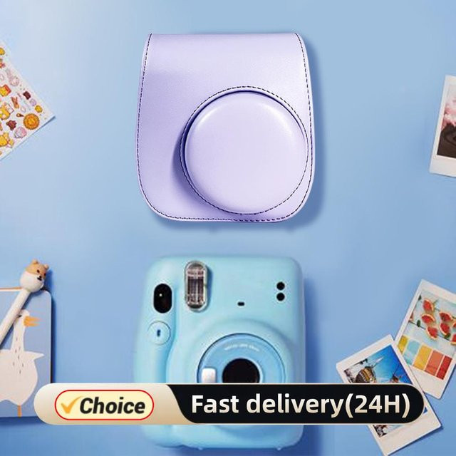 Retro Kamera-Abdeckungstasche aus PU-Leder für Fujifilm Instax Mini 12, 11, 9 und 8 in Schwarz oder Lila - Bild 1