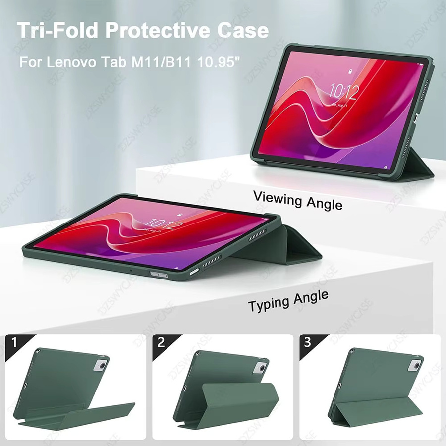 Lenovo Tab M11 2024 11 Zoll TB330FU Schutzhülle mit Tri-Fold Bracket und Magnetfunktion in Grün - Bild 4