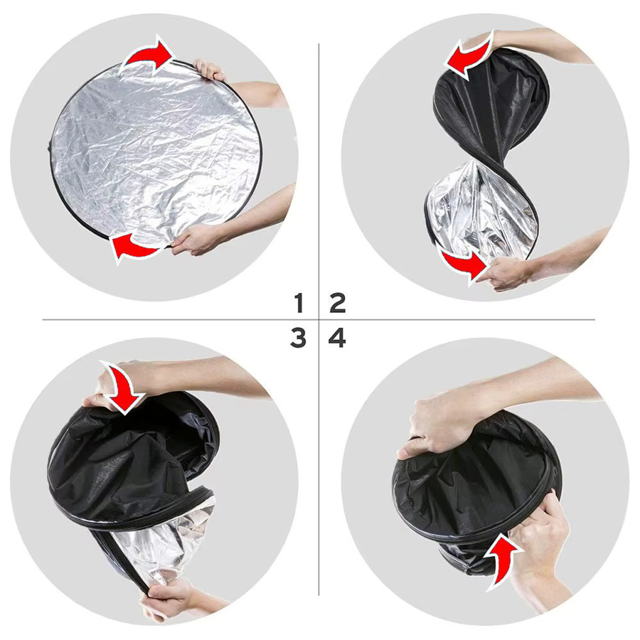5 in 1 zusammenklappbarer runder Fotografie Reflektor mit Diffusor und Tragetasche für das Fotostudio und Außenbereich - Bild 4