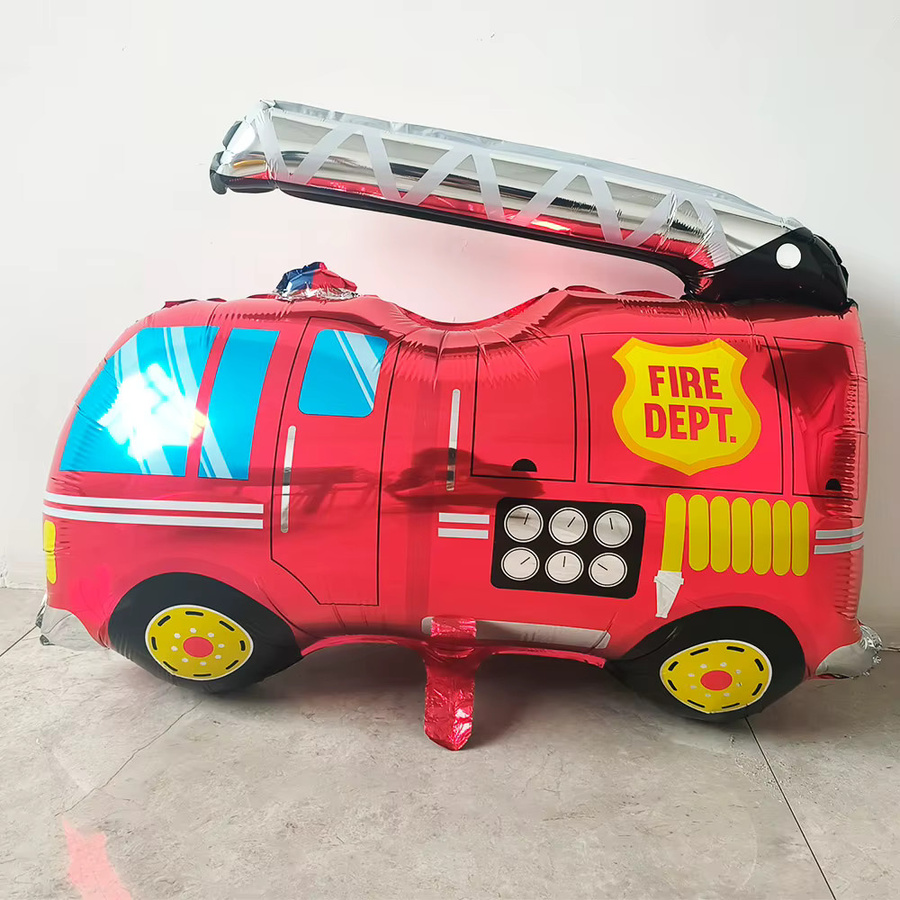 Feuerwehr-Themen-Ballonset, Feuerwehrauto, Flugzeug, Verkehrsleitkegel, Axt, Feuerlöscher - Bild 2