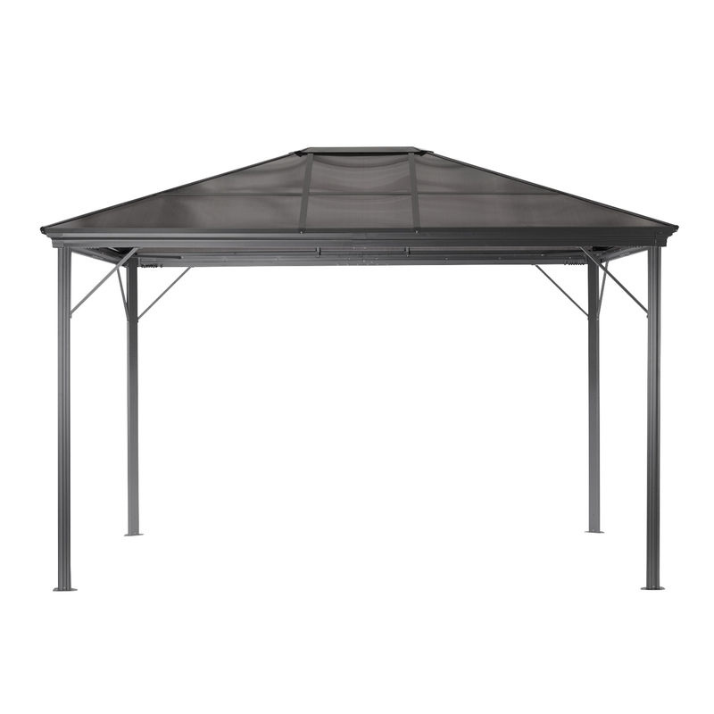 Leco Profi-Pavillon Metall-Gartenüberdachung mit Polycarbonat-Stegplatten und Seitenteilen in Grau und Anthrazit, B/T/H: 365 x 365 x 270 cm - Bild 3