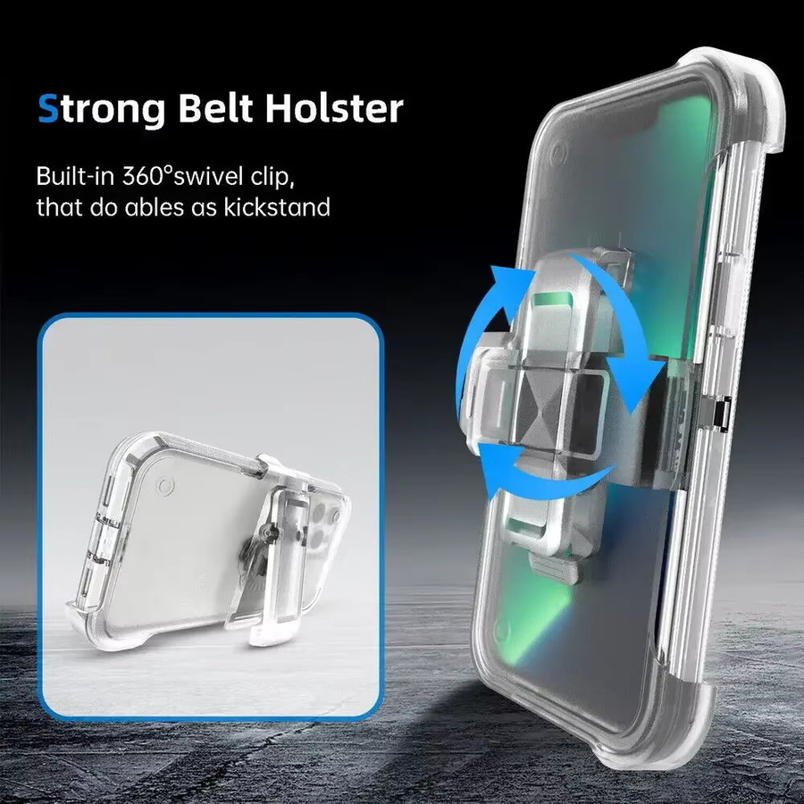 3in1 Heavy Duty Armor Schutzhülle für Apple iPhone 13 12 11 X XR Pro Max in Transparent mit Gürtelclip und Stoßschutz - Bild 2