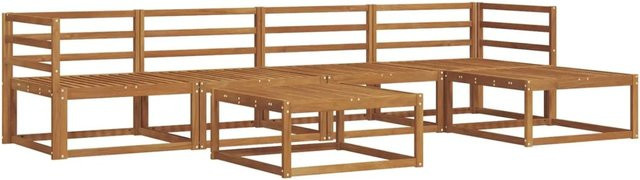 vidaXL Outdoor-Sofagarnitur 6-teilig aus Akazie Massivholz in Braun mit Latten-Design und UV-Beständigkeit - Bild 1