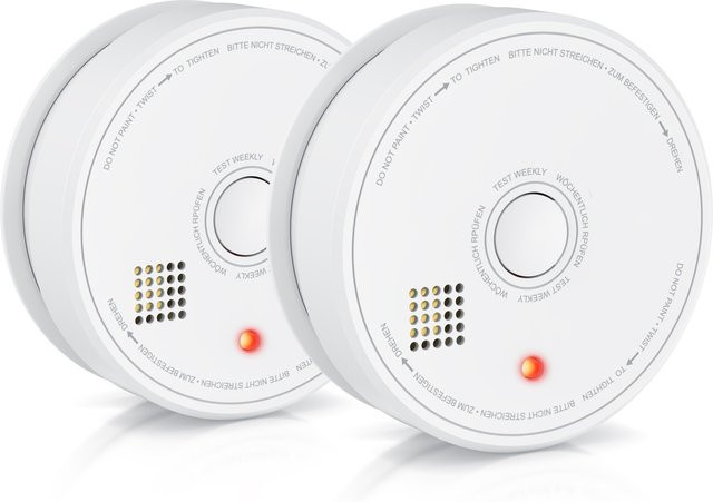 Brandson Rauchmelder Set 2er Pack Weiß mit Batteriewarnung und wechselbarer Batterie - Bild 1